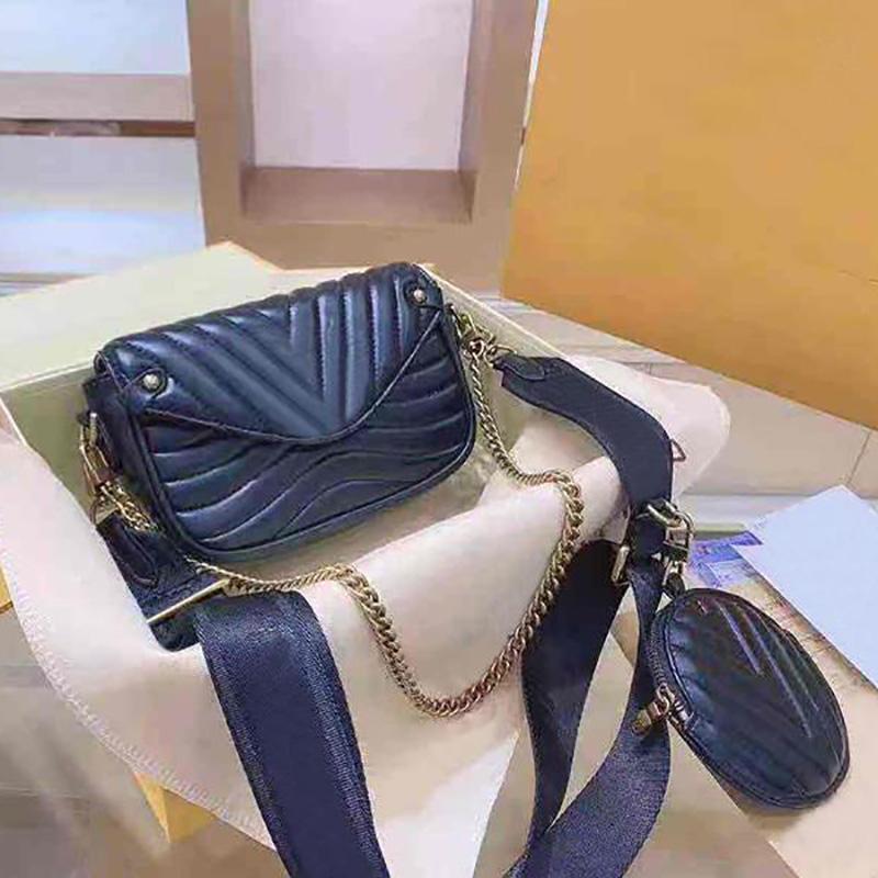 

2-piece ladies bag handbag with original box date code high quality coin purse single shoulderbag messenger multifunctional wholesale, Black with box