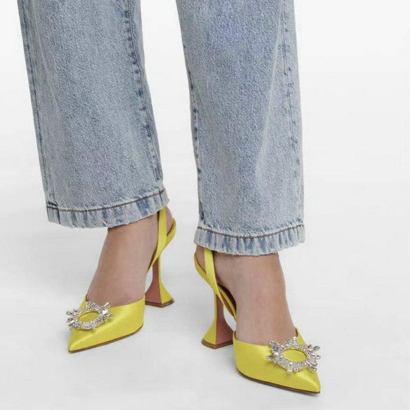 

Dress Shoes 2021 Brand Women Pumps Luxury Crystal Slingback High Heels Summer Bride Comfortable Strange Heeled Party Wedding, Beige