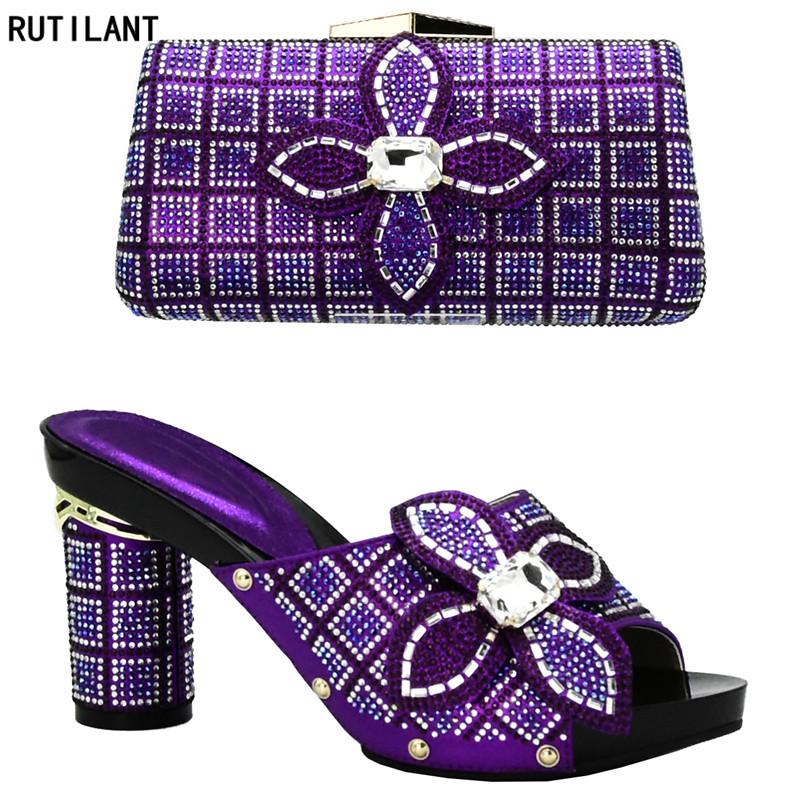 

Dress Shoes Arrival African Matching And Bags Italian In Women Nigerian Wedding Bag Set Decorated With Rhinestone, Black