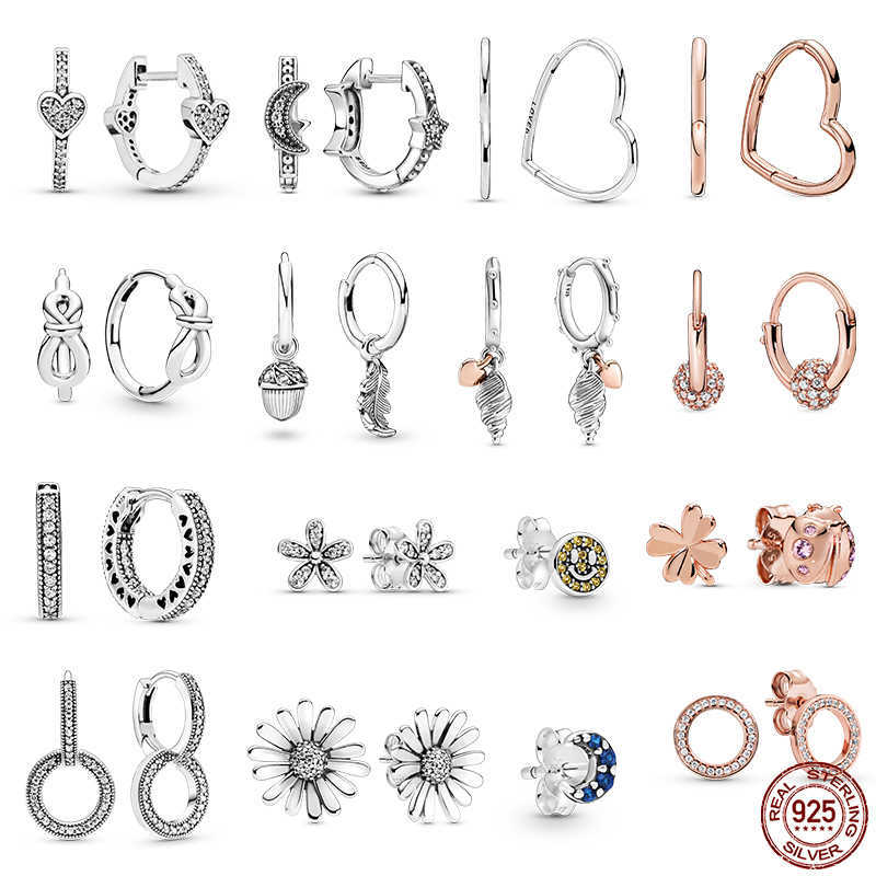 

Female 925 Sterling Silver Love Heart Moon Stars Beaded Earrings Women S925 Charm Original Fashion Jewelry