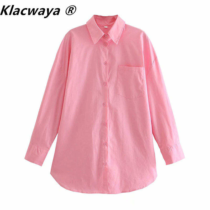 

Za Women Pink Single Breasted Poplin Shirts Office Lady Long Sleeve Blouse Roupas Chic Chemise Tops 210521