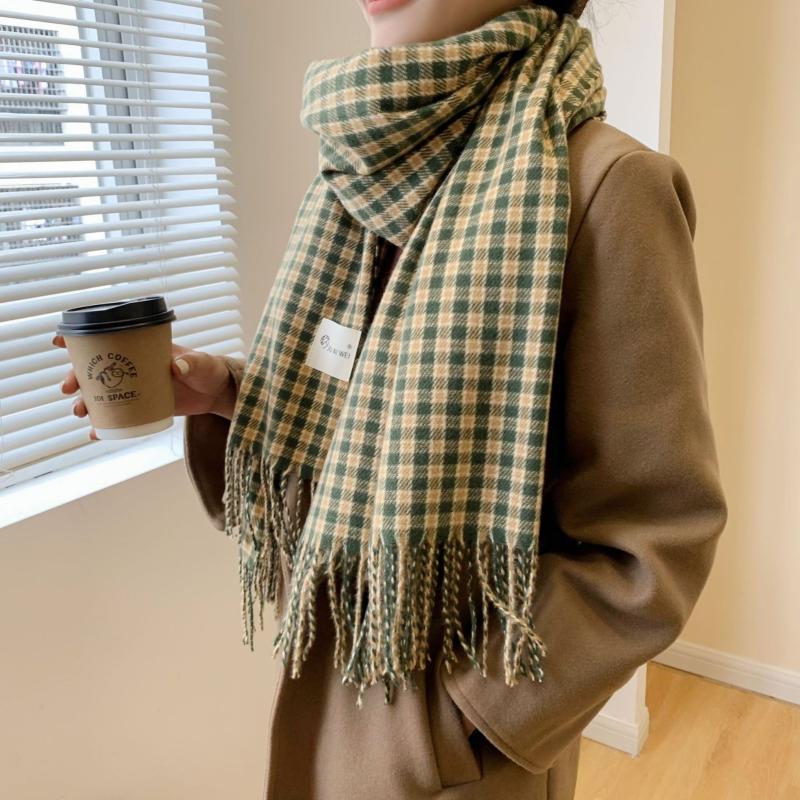 

Scarves 2021 Cashmere Scarf Winter Women Pashmina Shawls Wraps Female Foulard Bandana Brand Thick Print Hijabs Tassel Echarpe