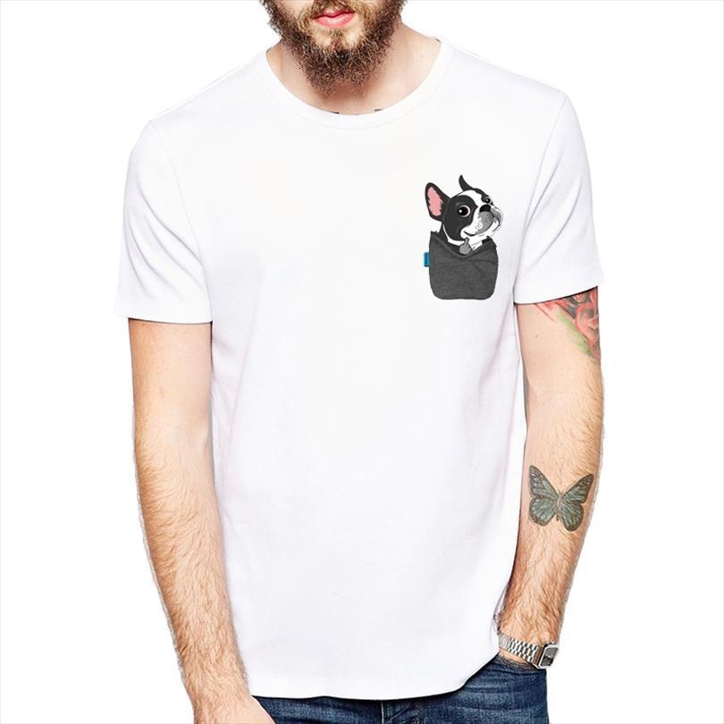 

funny french bulldog boston terrier mens t shirts german shepherd labrador retriever chihuahua yorkie fu pocket harajuku tees, White;black