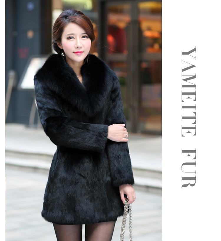 

Women' Fur & Faux Real Genuine Natural Coat With Collar Fashion Jacket Outwear Warm Winter, Khaki