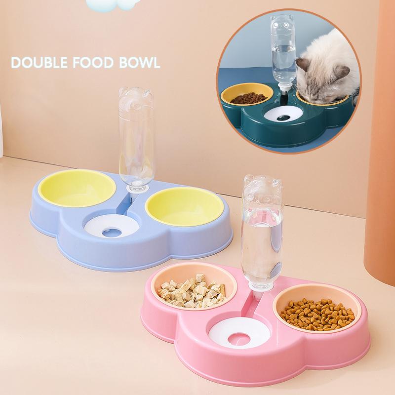 

Cat Bowls & Feeders 3in1 Pet Feeding Bowl Dog Automatic Drinking Fountain Neck Guard Non-Slip Easy Cleaning Supplies Comedero Gato