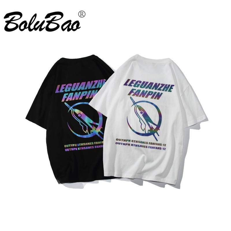 

BOLUBAO Men's Tshirt Summer Harajuku Cool Unisex Short Sleeve Shirt Printed Streetwear T-Shirt Tops 210518, Black