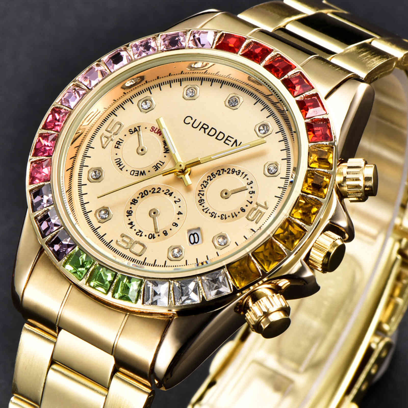 

Bling Diamond Men 18K Gold Mens Quartz es Hip Hop Women Wristwatches Stainless Steel Female Clock Iced Out Watch Man, Silver