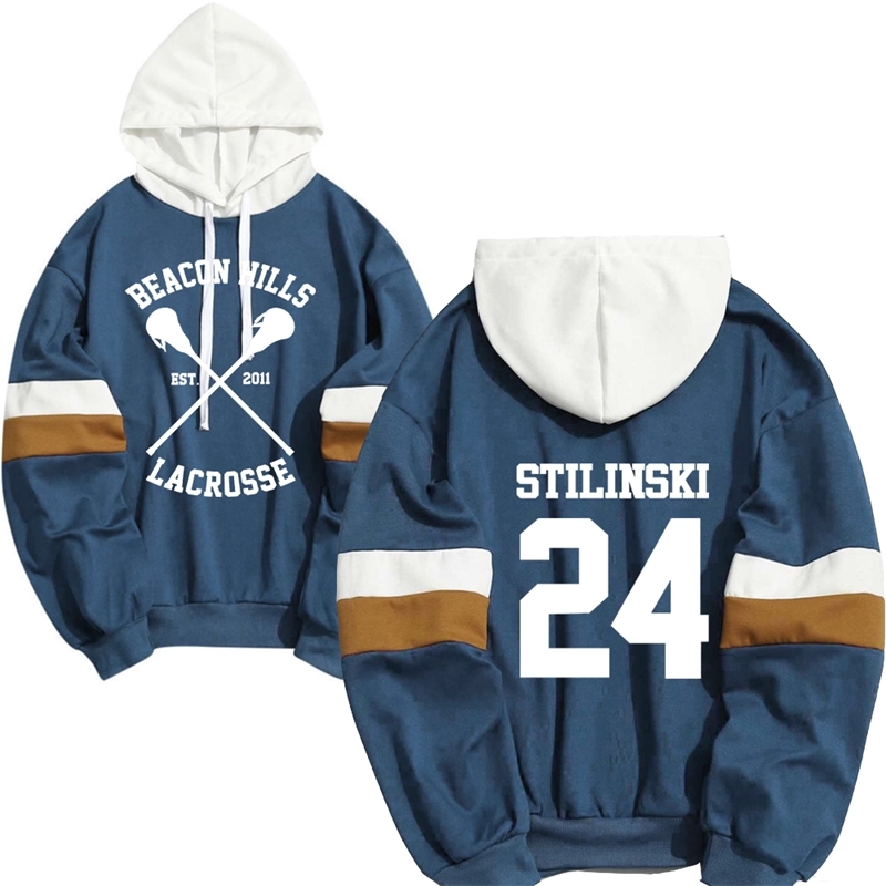 

2020 Men Stilinski 24 Hoodie Sweatshirt Men/Women Hooded Hip Hop Oversized Hoodies Streetwear Teen Wolf Print Male Casual, Blue