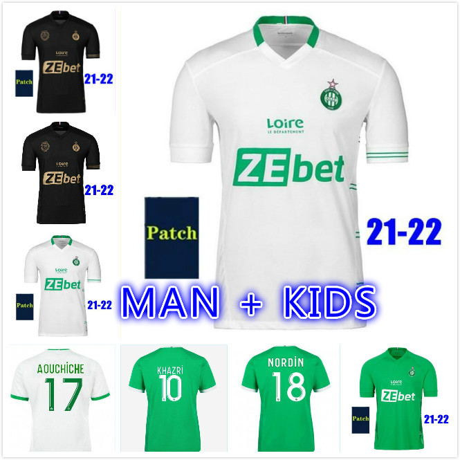 

2021 MAILLOT DE FOOT AS Saints-Ãtienne soccer Jerseys MAN KIDS KIT Youssouf 21 22 ST Etienne KHAZRI BOUDEBOUZ AHOLOU asse 2022 FOOTBALL SHIRT, Black