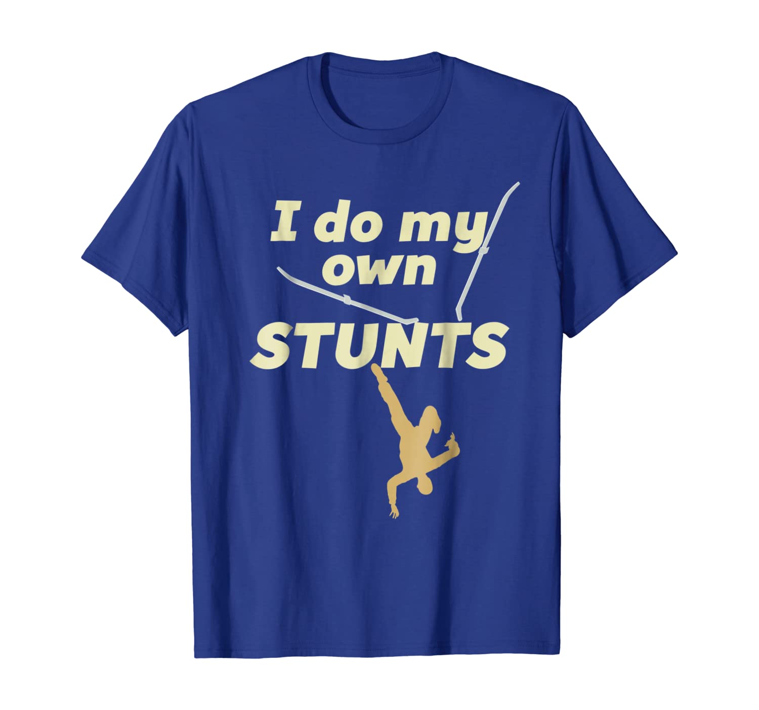 

I Do My Own STUNTS Ski - T-Shirt | Funny Skiing Accident Tee, White;black