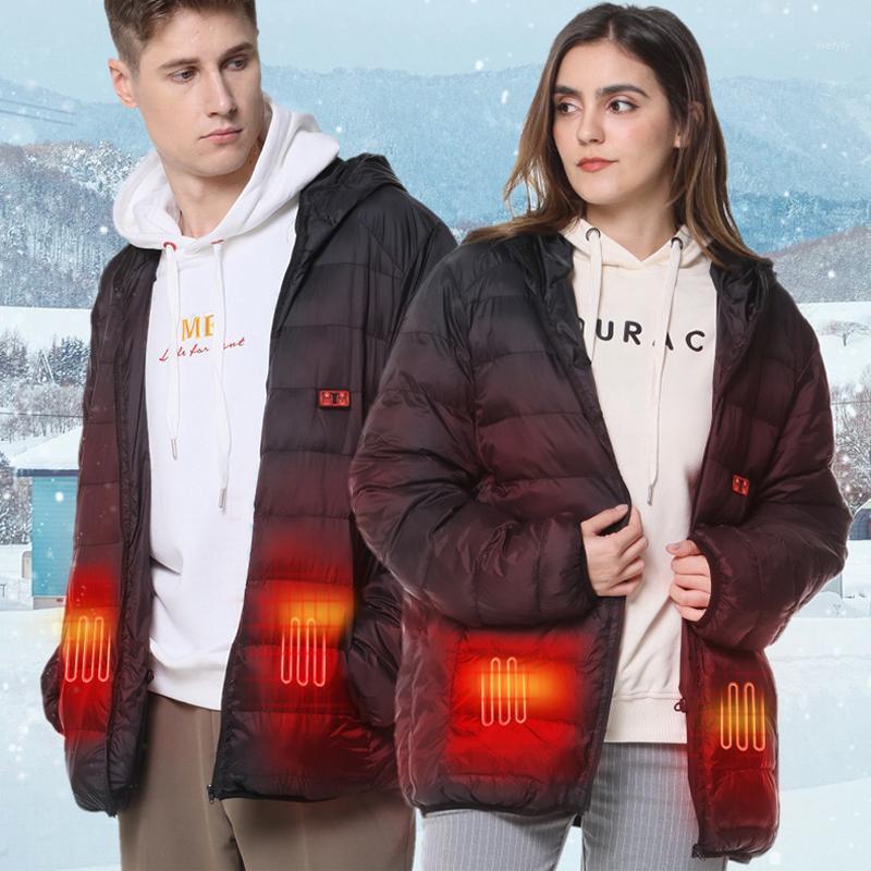 

Women' Jackets 2021 Men Women Winter USB Heating Outdoor Electric Thermal Coat Heatable Down Cotton Jacket, 5 areas black
