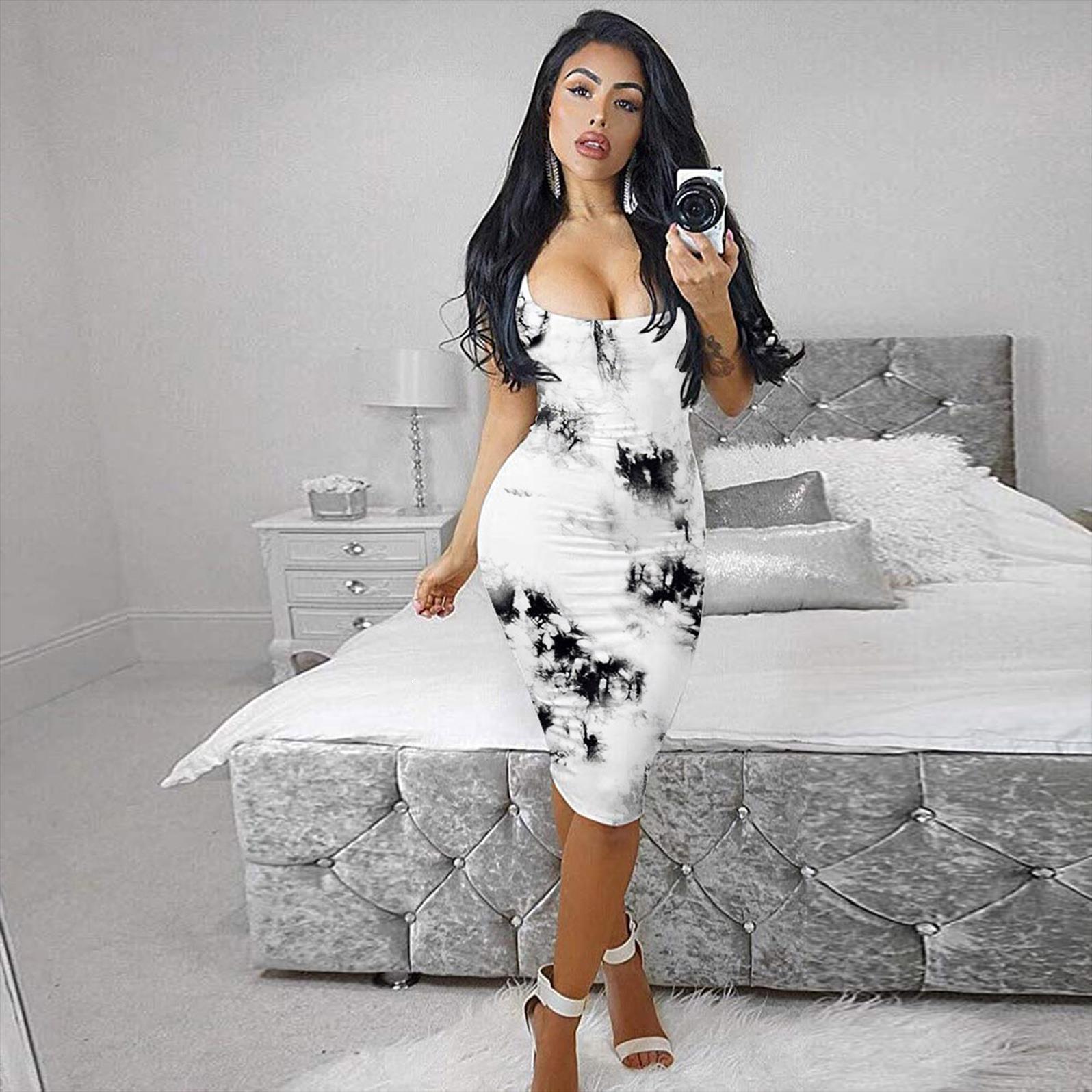

plus size bodycon fashion women dresses print sleeveless tank basic midi club sundress vestidos de mujer fs, Black;gray