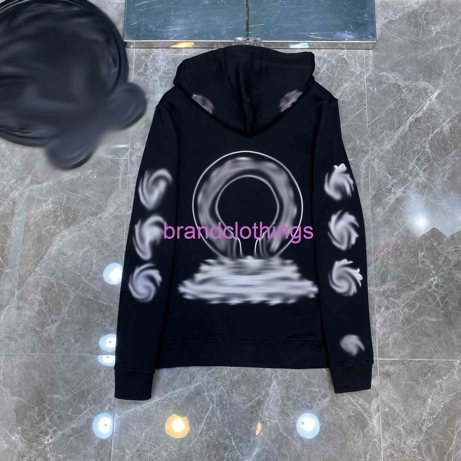 

Heart fashion new chrome casual Trend designer Mens Womens s Hoodies Ch Hooded Sweatshirt Men Women Chroms Sweatshirts Cross Flower Arm Front Back, Black