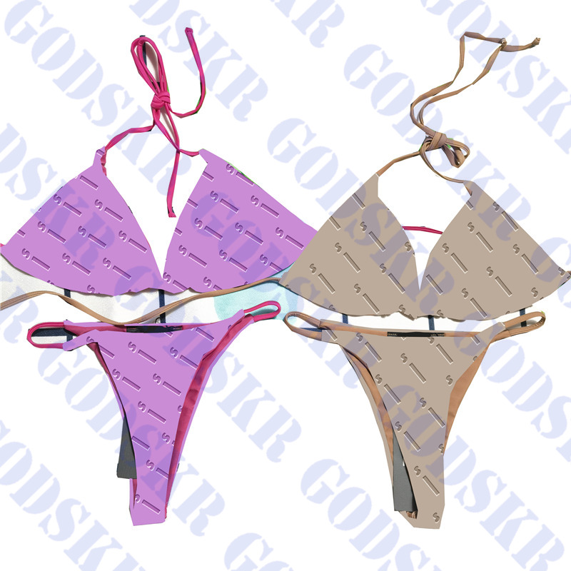 

Sexy Bandage Bikini Womens Swimwear Classic Letter Print Swimsuit Women Bikinis Textile Beach Ladies Bathing Suit Two Colors, Please contact me real pictures