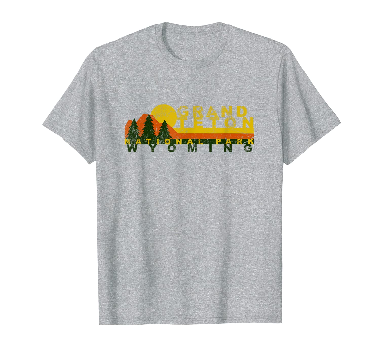 Vintage Grand Teton National Park Mountain Sunset Treeline T-Shirt-image-703609332