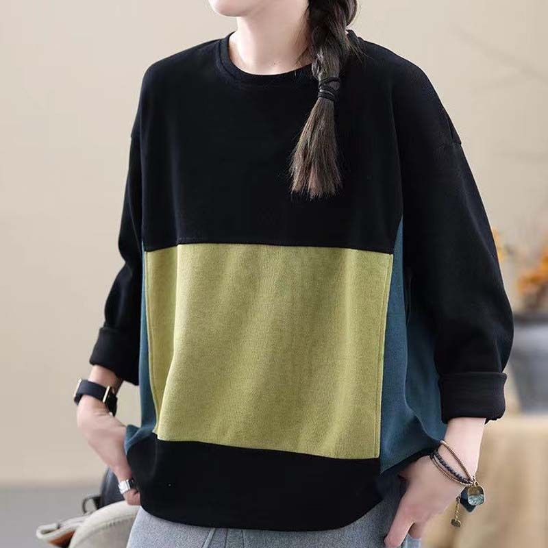 

Loose large literary stitching sweater long sleeve women's wear, Red