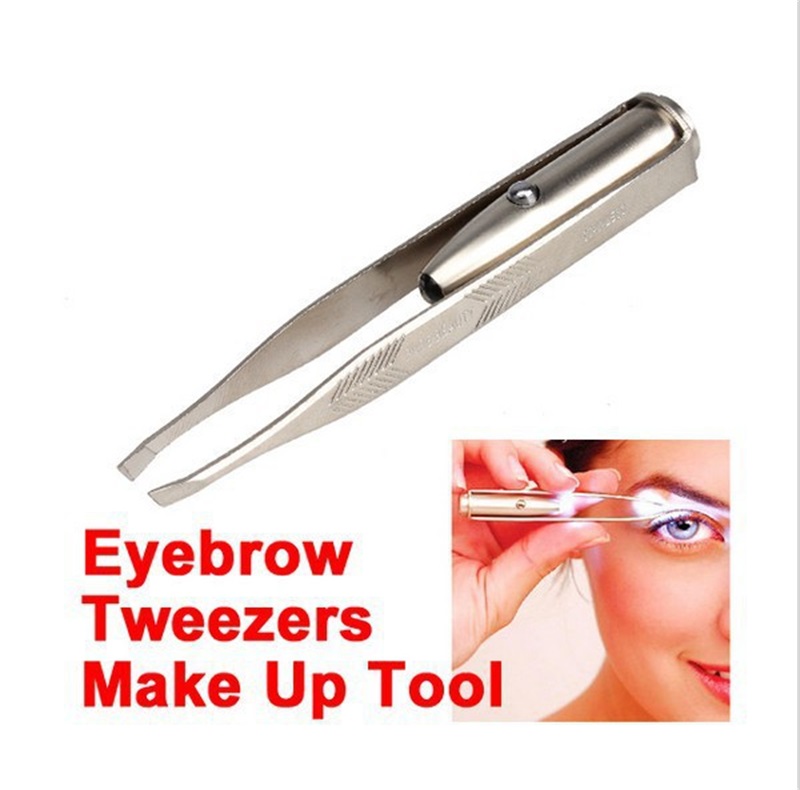 

Stainless Steel LED Light Beauty LED Handy Make Up Led Light Eyelash Eyebrow Removal Tweezers Holder Clip Tool 413 V2