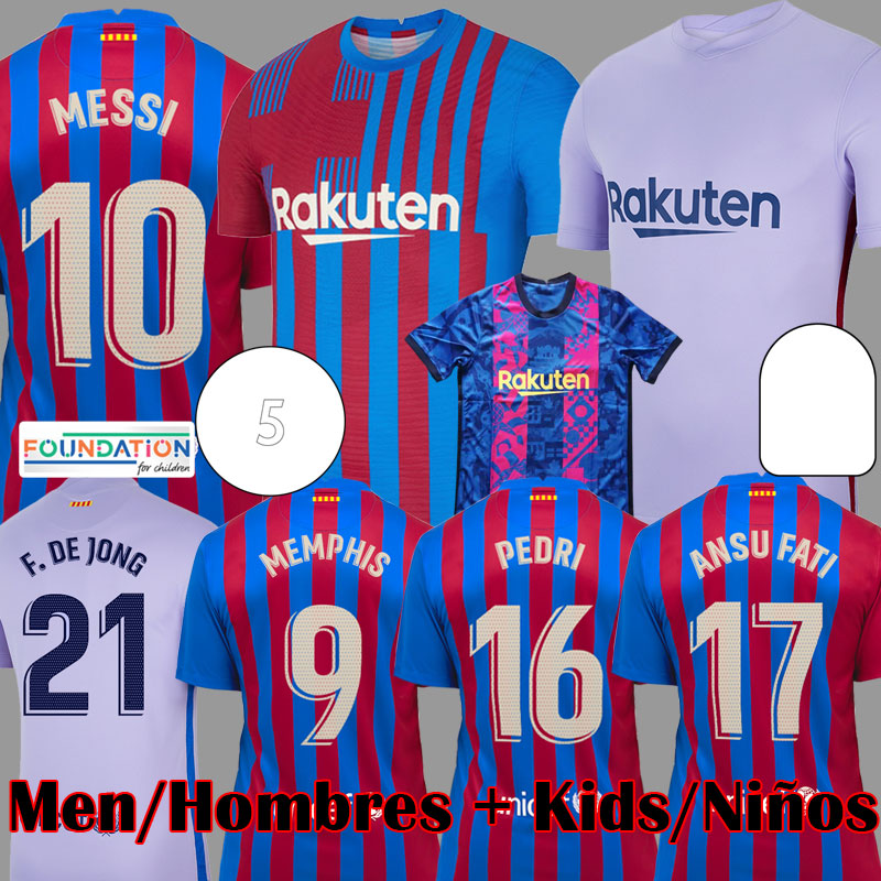 

21 22 Barcelona soccer jersey BARCA FC MEMPHIS camiseta de futbol MESSI KUN AGUERO 2021 2022 ANSU FATI GRIEZMANN F.DE JONG DEST football shirt kit men kids sets, Kids home