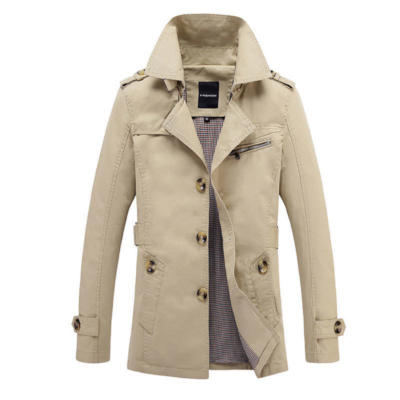 

Men's Trench Coats Windbreaker Man Solid English Style Turn-down Collar Men Coat Washed Jacket Single-breasted Regular Multicolor -5XL, Black