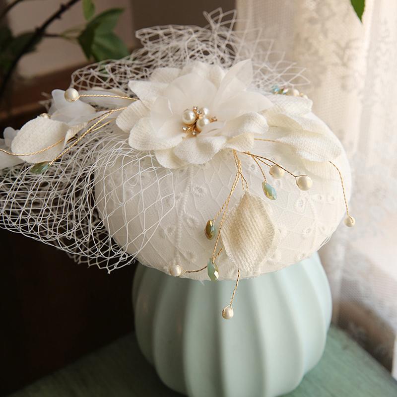

Retro Fascinator Hat Hair Jewelry Women Flower Face Veil Headdress Wedding Bridal Ladies Headwear Clip Stingy Brim Hats, As pic