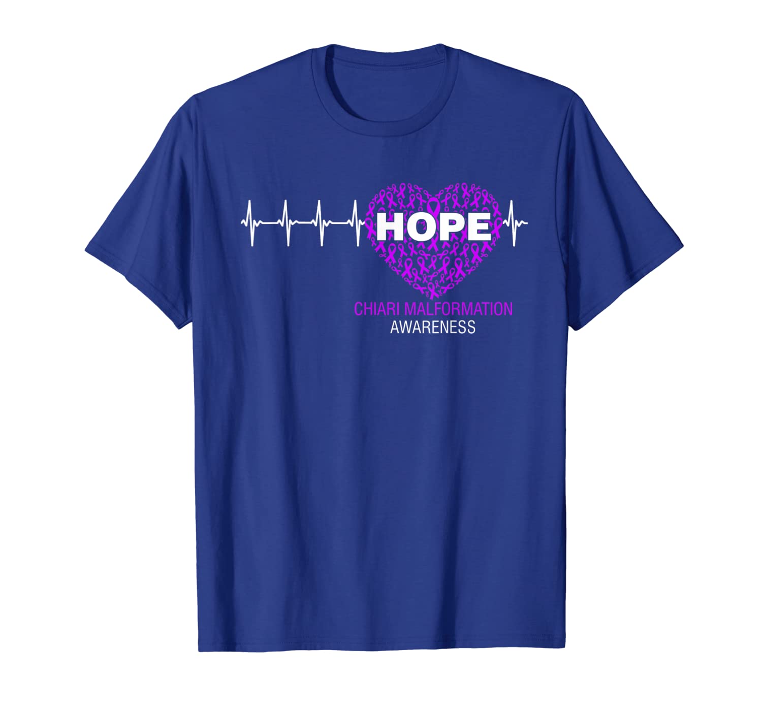 

chiari malformation awareness heartbeat ribbon hope t-shirt, White;black