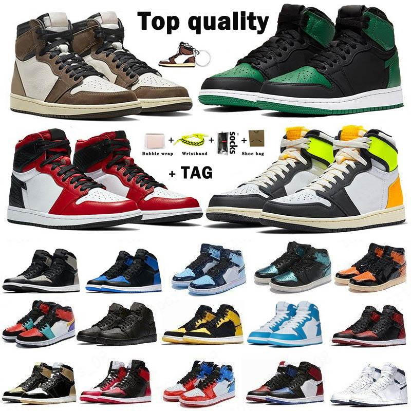 

Jumpman 1S Basketball Shoes Men Suede UNC Dark Mocha Turbo Green Retro High Blue chill Chicago White the ten RetroBred Banned Women Black Shadow Fabric Leather 36-46, Box