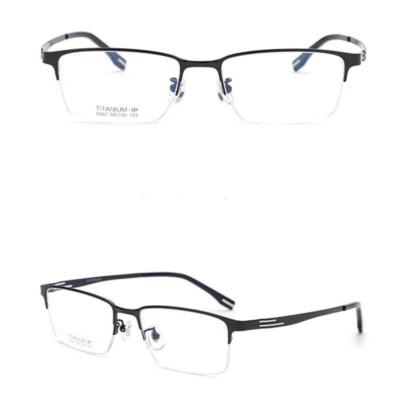 

Fashion Sunglasses Frames Style Pure Titanium Spectacle Frame Trendy Comfortable Half Rim Big Face Eyeglasses Men's Business Myopia Eyewear