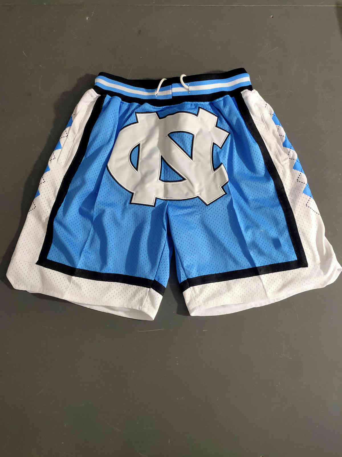 

Men's America North Carolina basketball Shorts pocket The embroidery Blue Shorts, Black;blue