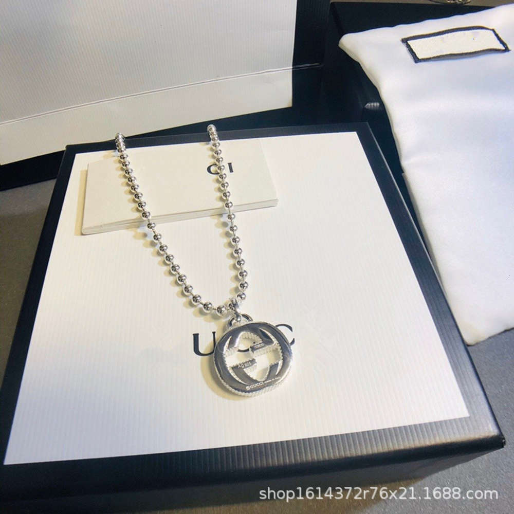 

necklaceGujia S925 Sterling Silver Double G letter Pendant with hollow out carving for men's and women's Lovers Necklace Valentine