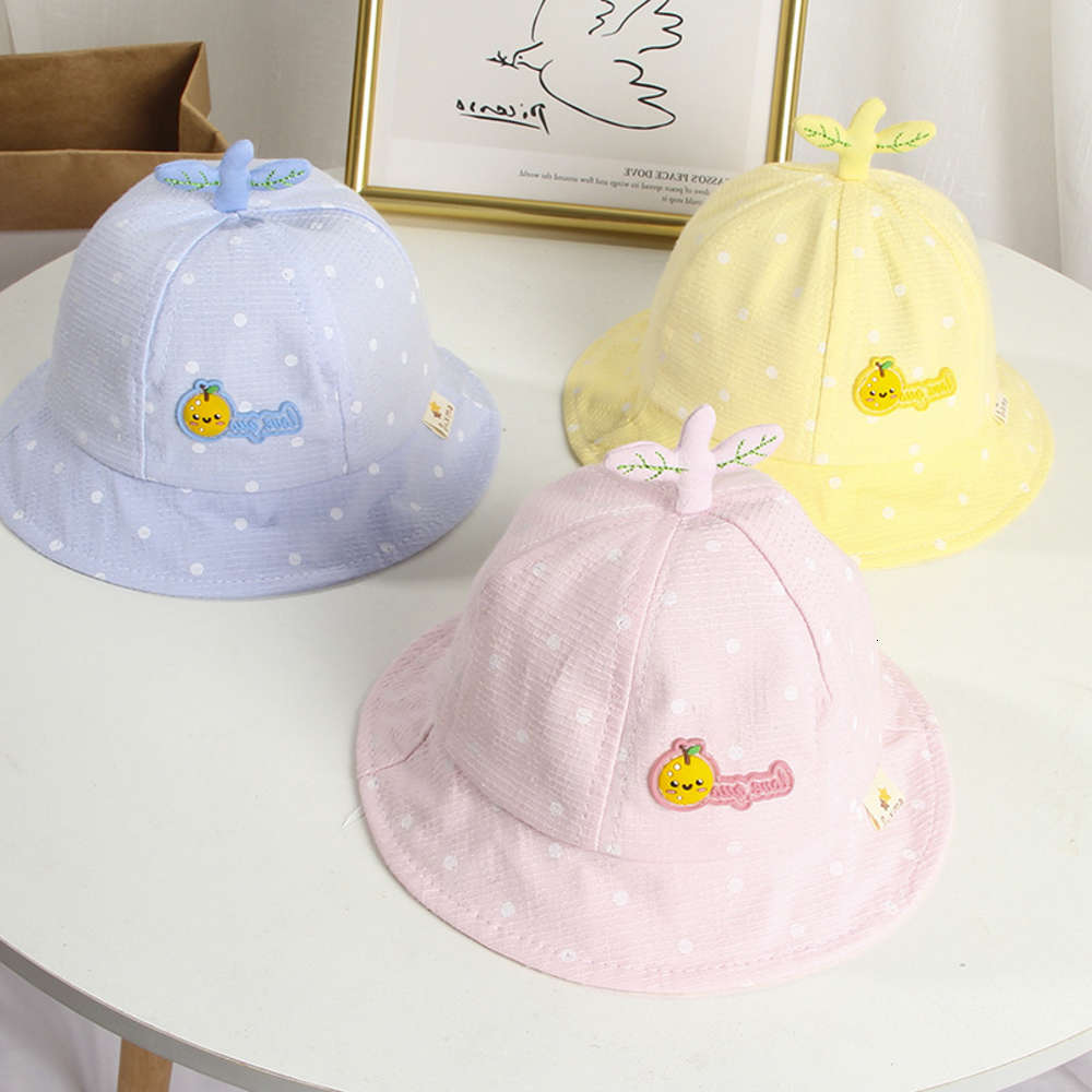 

spring and autumn thin Baby cotton sunshade fisherman's Hat, Yellow
