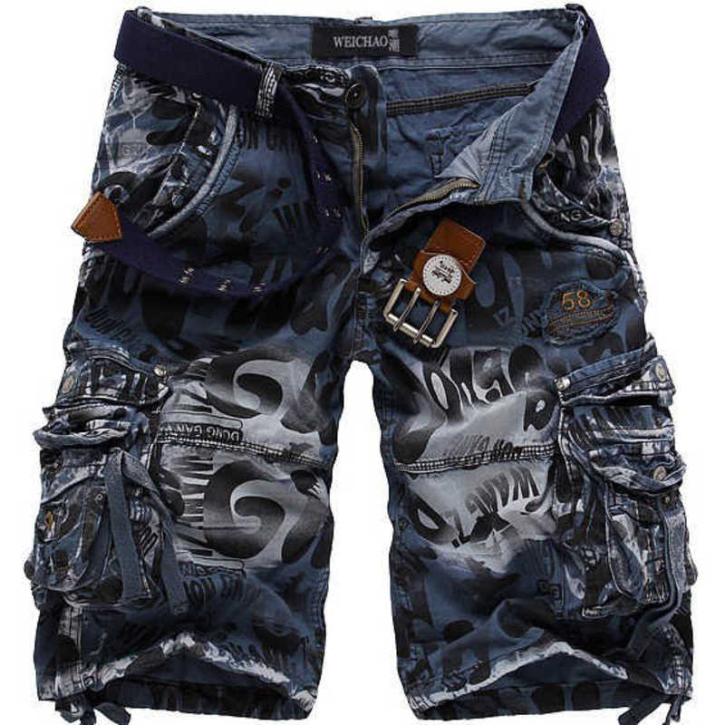 Summer Men&#039;s Camouflage Overalls Large Casual 5-point Pants Straight Beach Shorts-image-701763397