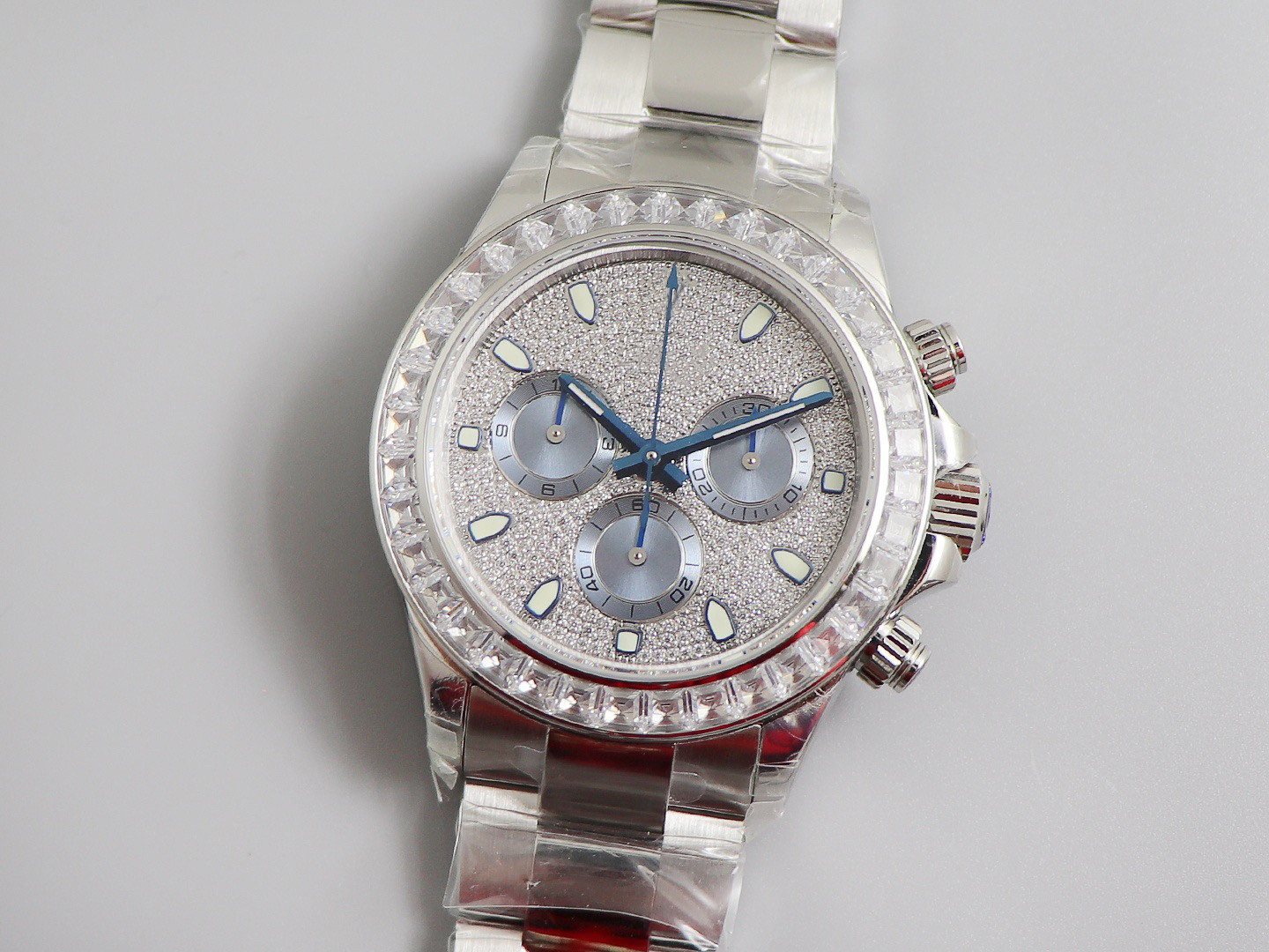 

Mens Watches Cal.4130 mechanical timing movement 36 trapezoidal diamond sapphire glass mirror stainless steel strap waterproof 40mm luxury watch, Silver