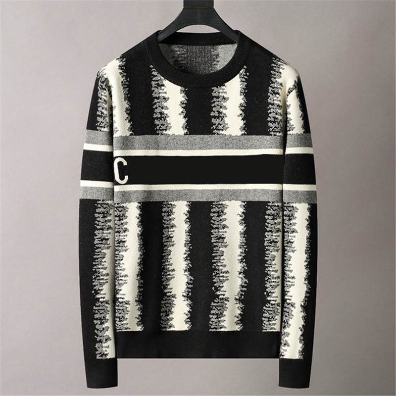 

Fashion Letter Pattern Jacquard Sweaters Spring Autumn Knitted Sweatshirts For Men Women Winter Warm Long Sleeve Pullover, Black/dletter