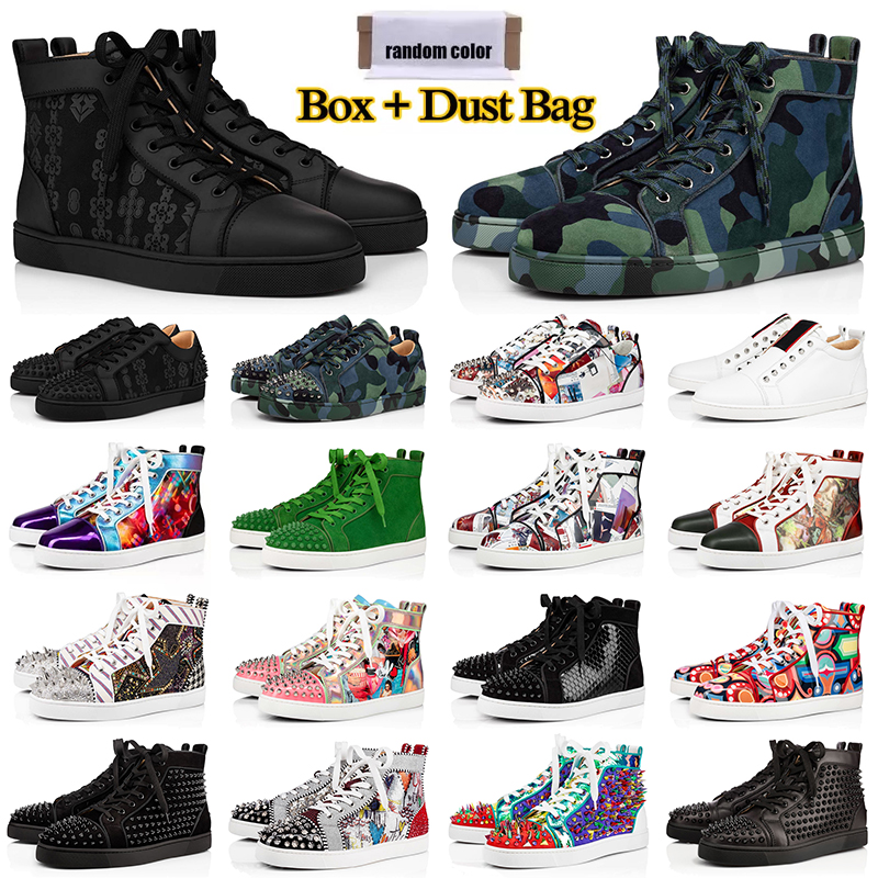 

2022 Red Bottoms Luxury Designer Shoes Men Women Canvas Shoe Spikes Orlato Loafers Suede Leather Flat Mens Trainers Casual Sneakers size 36-47, Item #1