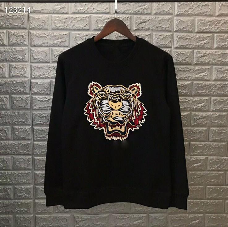 Fashion-Tiger Head Hoodie Embroidered Sweatshirts Pullover Shirts Jumpers Autumn Spring Unisex Sweater Casual Streetwear High Quality