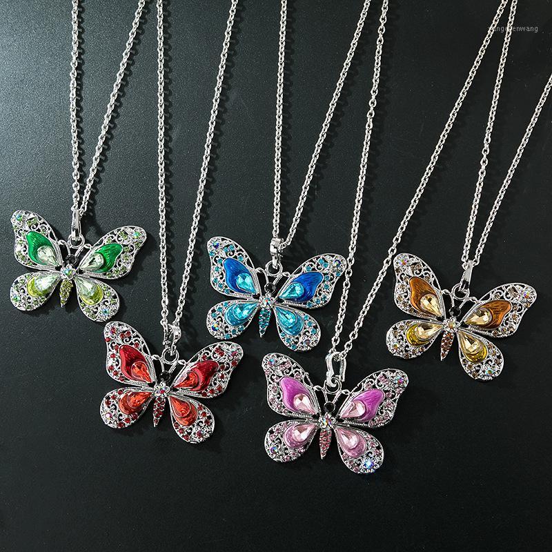 

Butterfly Animal Chain Necklaces For Women Rhinestone Gold Color Clavicle Mujer 2021 Jewelry Accessories Moda Feminina 5 Colors Chains