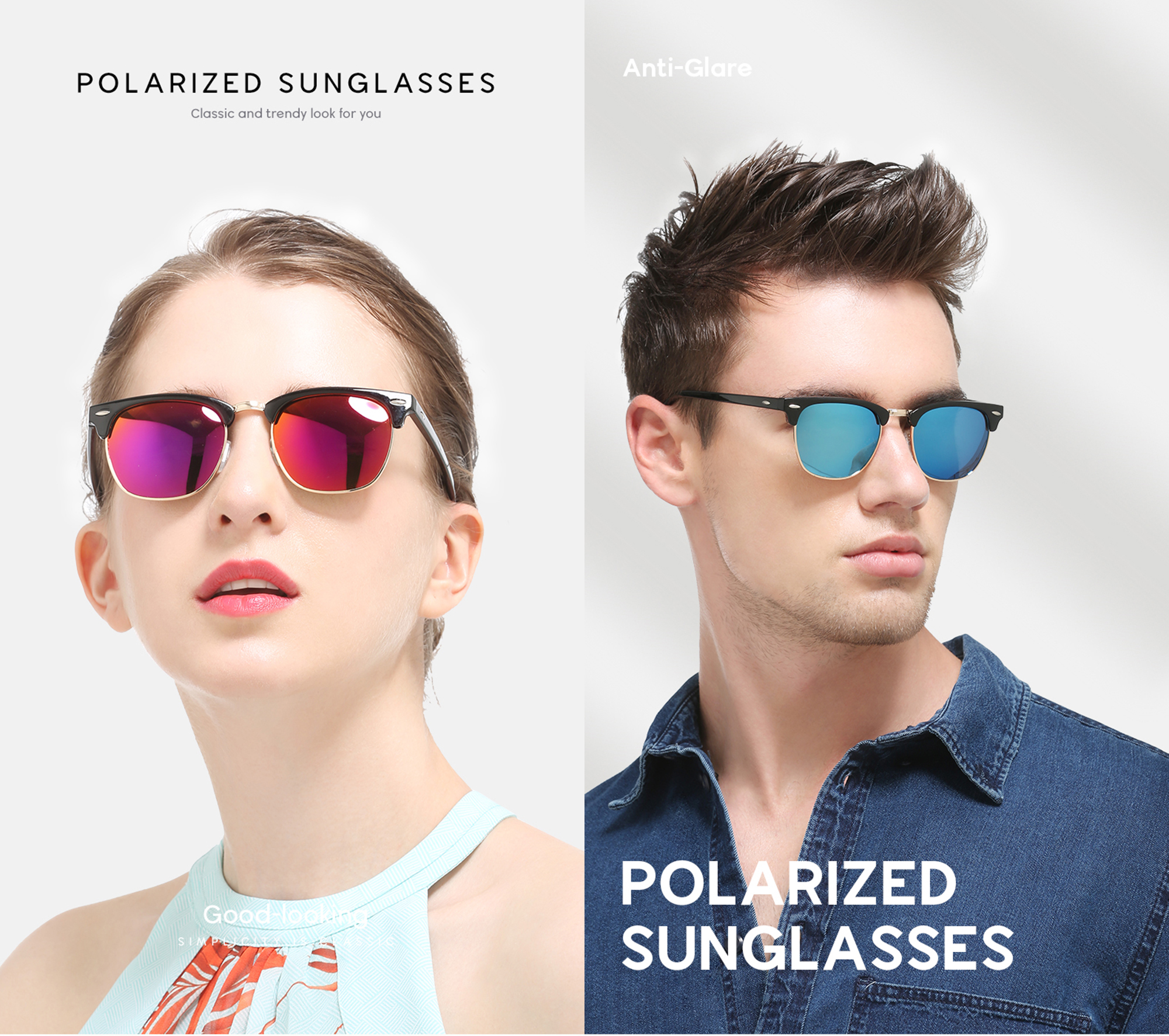 

Polarized Sunglasses for Men Women Anti Glare UV400 Protection Designer Shades Semi-Rimless Frame Driving Sun glass US FBA Warehouse Fast Delivery