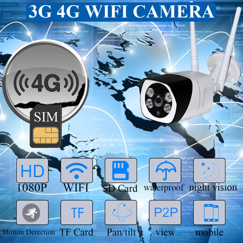 

Cameras 3G 4G SIM Card HD 1080P Outdoor Camera Full Wireless Wifi IP Waterproof CCTV IR Night Vision P2P SD Security