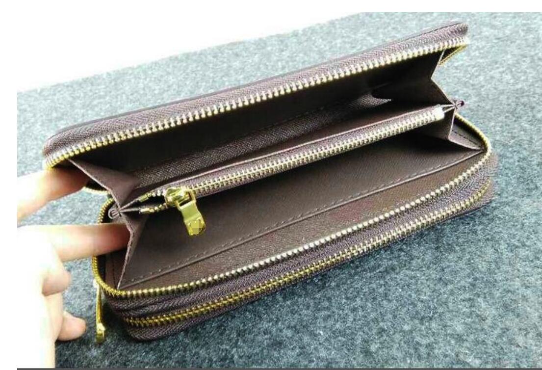

Double zipper ZIPPY WALLET VERTICAL the most stylish way to carry around money cards and coins famous designer men leather purse card holder, Red;black