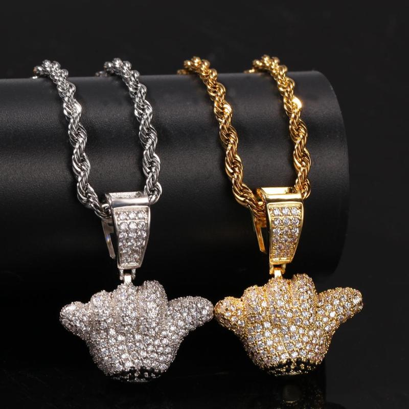 

Pendant Necklaces Hip Hop 666 Gesture Necklace Men's Trendy Jewelry Shaka Hand Sign