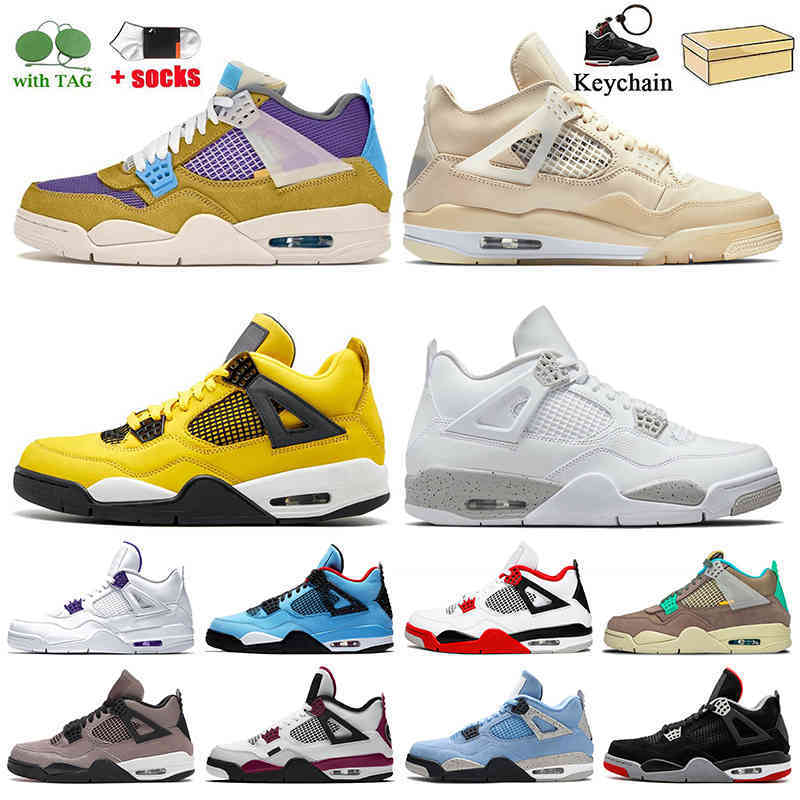 

4s Basketball Shoes Air Jorden 4 Trainers Mens Womens Retro Jodan Jumpman Taupe Haze Sail Desert Moss Travis Scotts White Off Oreo Jordon, #6 university blue 36-47