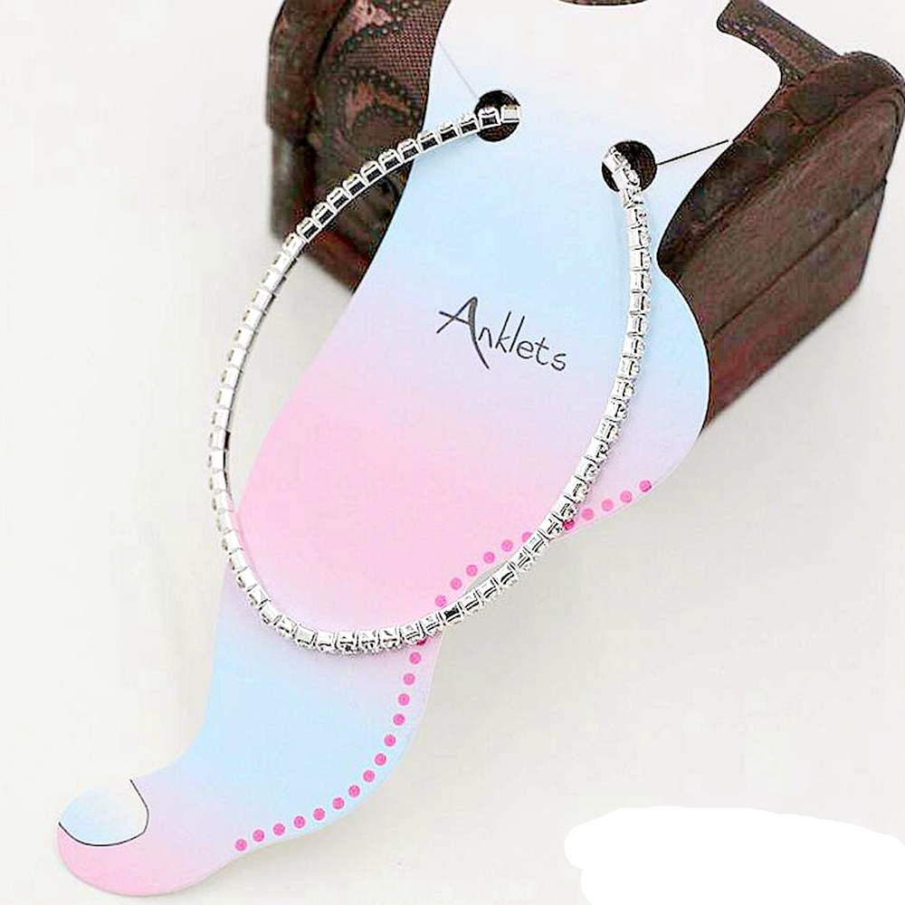 

20pcs / lot Single Row Plated Silver Clear Crystal Anklet Ankle Bracelet For Women Jewelry Gift