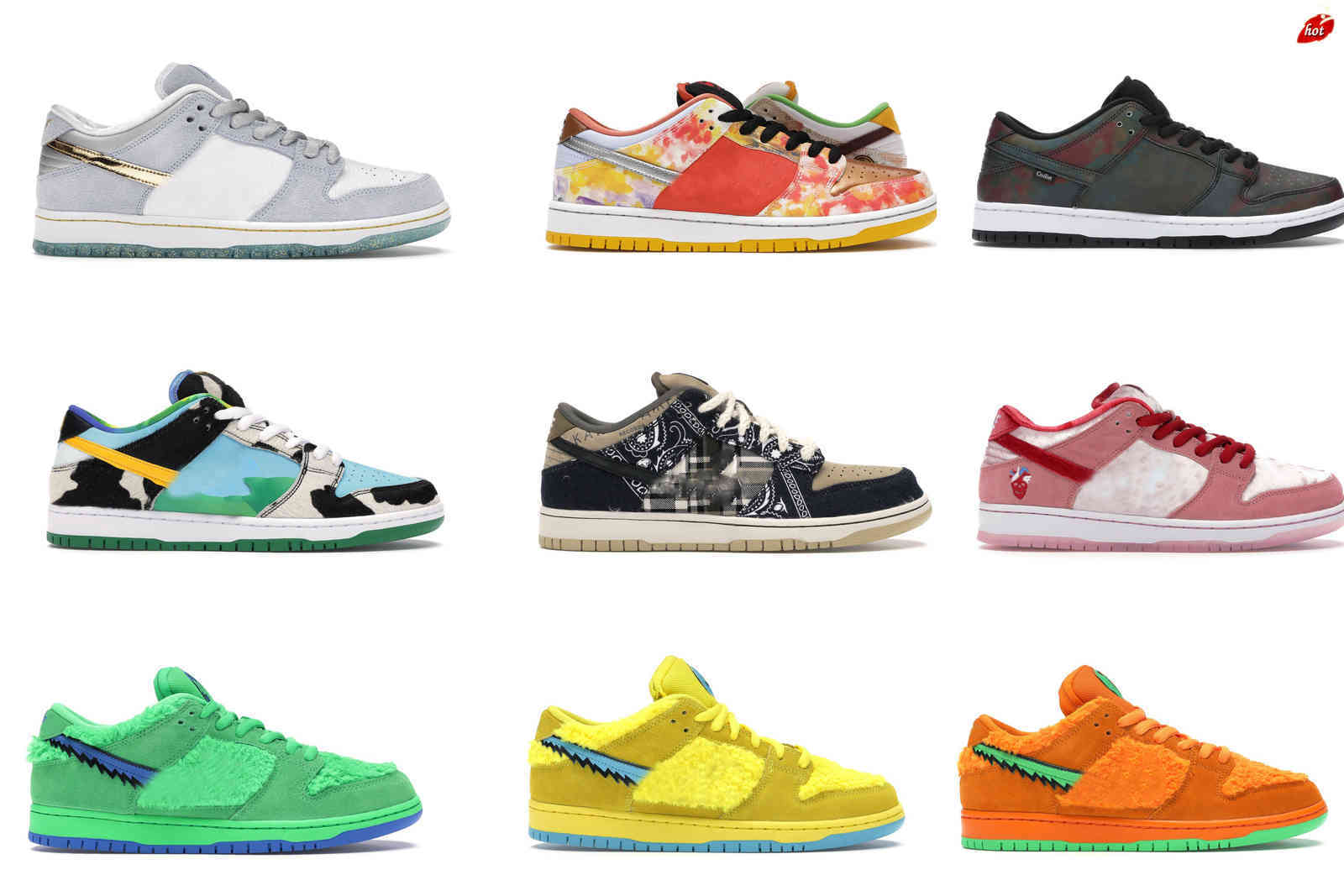 

Dunk Street Hawker Sean Cliver SB Travis Scott Low Chunky Dunky Bears Green Orange Yellow Civilist StrangeLove CNY Men Shoes