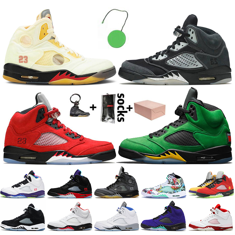 

With Box 2021 Top quality Jumpman 5 5s Mens basketball shoes Raging Bull Fire Red OFF Anthracite Oregon Ducks Alternate Grape trainers sneakers, #16 trophy room 40-47