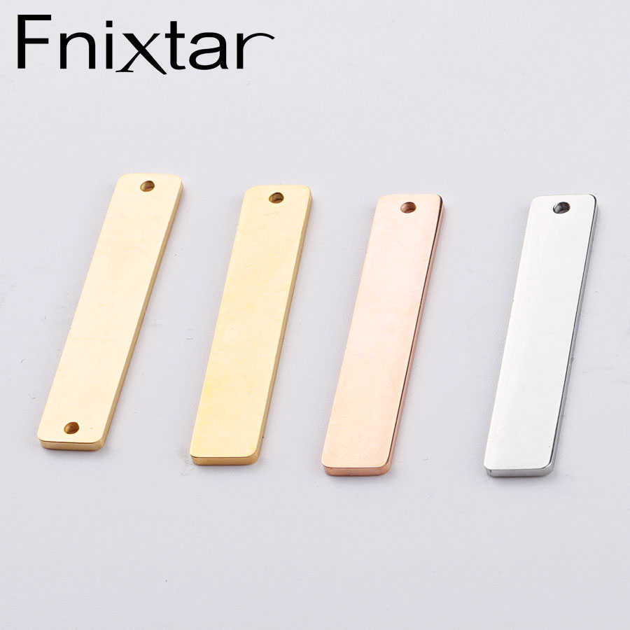 

Fnixtar 20Pcs/Lot 6*32mm Rectangle Tag Bar Blank Charms Connector Mirror Polish Stainless Steel DIY Stamping Word Charms 210720