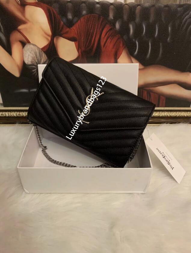 

Genuine Leather Chain Purse Fashion Clutch Lady Chain Shoulder Bag Cowhide Handbag Presbyopic Card Holder Purse Messenger Women LV