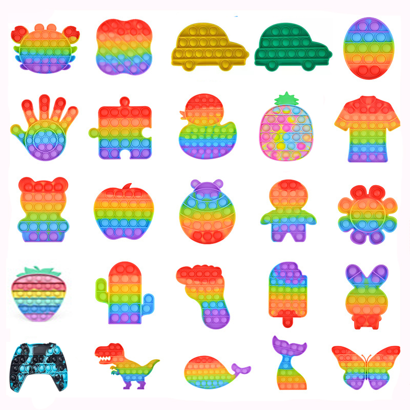 

DHL Rainbow Push Fidget Toy Sensory Push Bubble Fidget Sensory Autism Special Needs Anxiety Stress Reliever for Office Fluorescen Stock