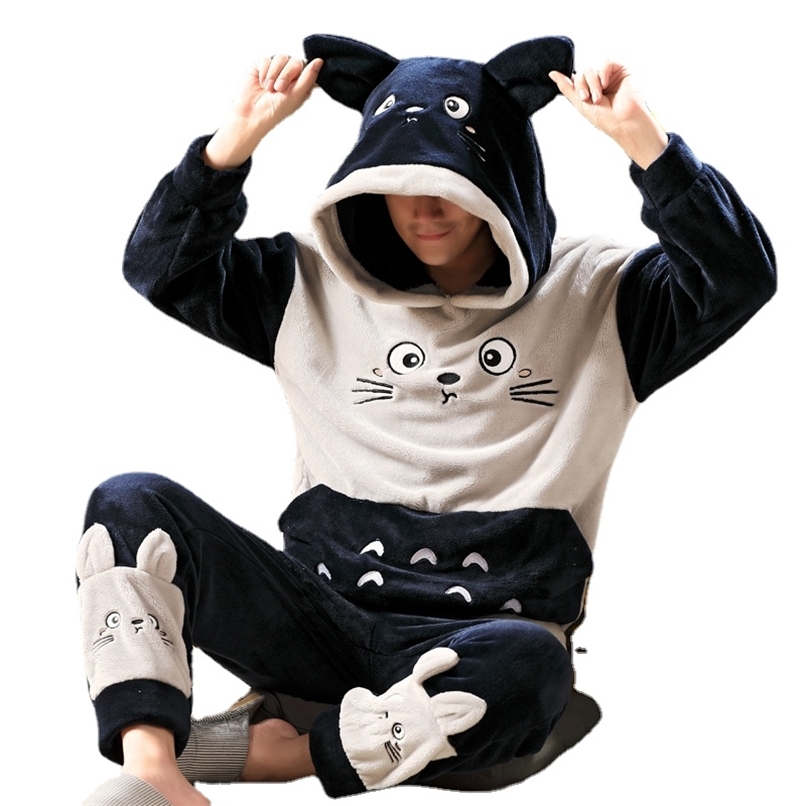 

Long Sleeve Warm Flannel Pajamas Winter Men Pajama Sets Print Thicken Sleepwear Pyjamas Plus Size 4XL 5XL 95kg Nightwear Set 211110, Yex-33016