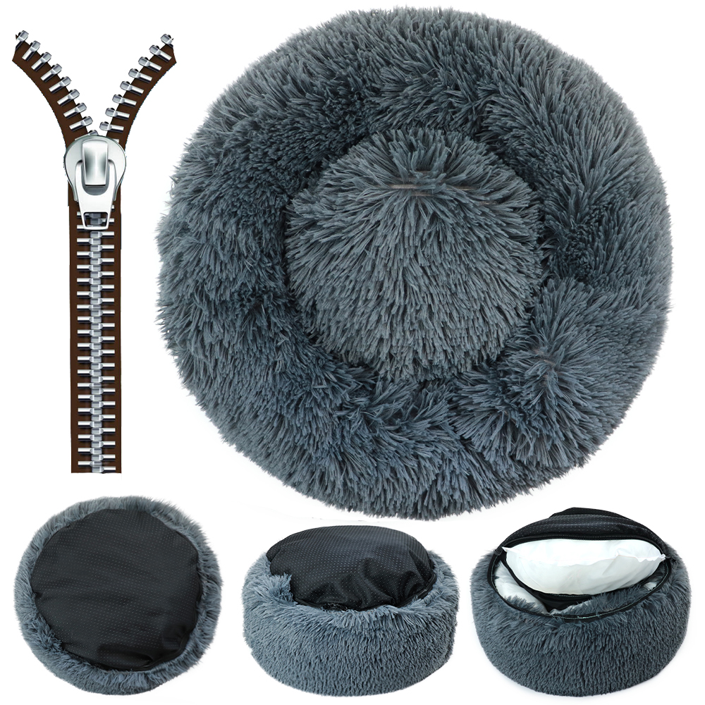 

Round Removabe Cover Dog Sofa Bed Dog Kenne with Zipper Washabe Pet Bed Cat Mats Warm Seeping Sofa for arge and Sma Dog, Zipper leather pink