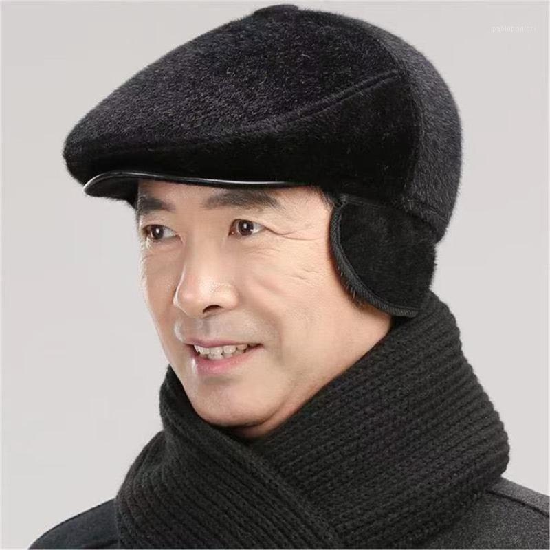 

Berets 2Pcs Fashion Outdoor Faux Fur Winter Warm Sboy Hat Flat Cap Beret Dad